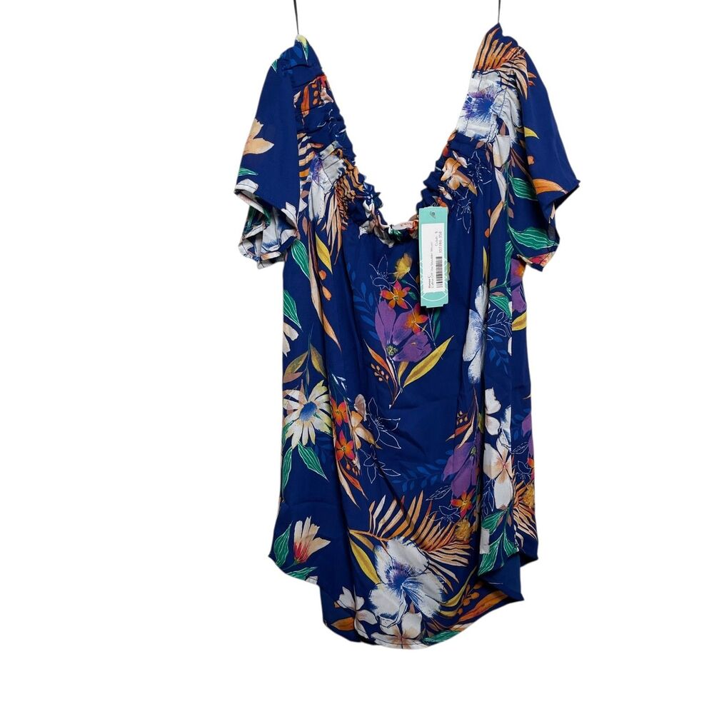 Renee C Blouse Women's Small Off The Shoulder Floral Shirt Career NWT